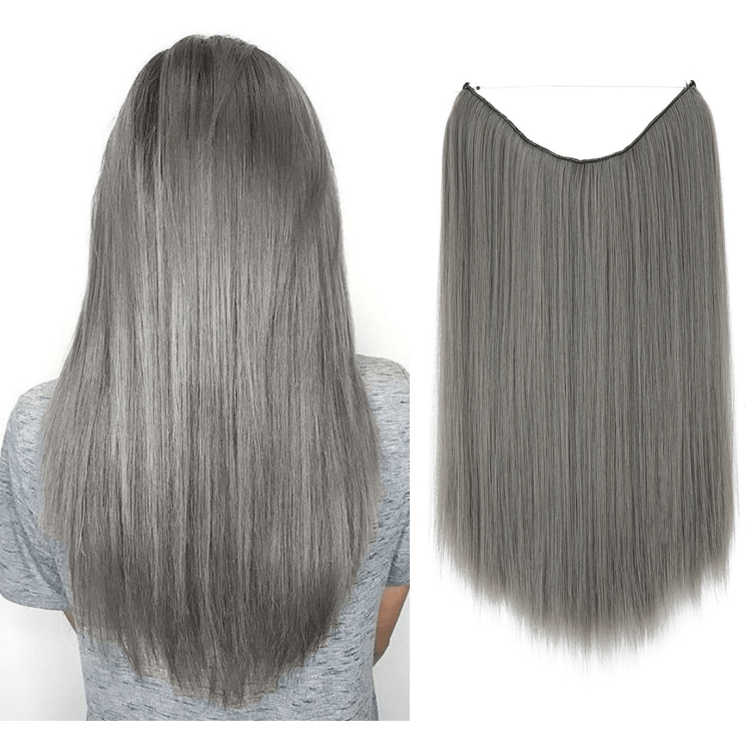 dark grey halo hair extensions